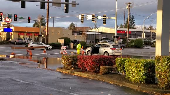 Heavy rain causes flooding in Pacific Northwest Washington State Bellingham road closure 2