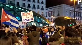 Spain: Protesters In Madrid Show Support As Democracy Protest Banned In Cuba