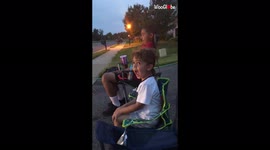 Kid screams as he watches his first-ever Independence Day firework display
