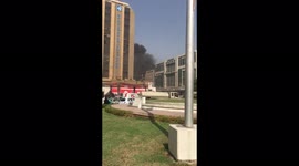 Thick smoke rises into air as fire erupts at market in Karachi