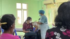 Lines for vaccination in Yangon, Myanmar, amid Covid wave and military coup