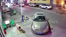 Dramatic CCTV footage shows out-of-control truck ram vehicles in China