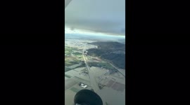 Airplane view of flooded Abbotsford, Canada