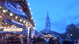 Londoners enjoy festive Christmas Market 2021 in Trafalgar Square