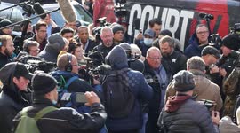 Media frenzy ensues outside Kenosha courthouse as victim families leave following Kyle Rittenhouse verdict