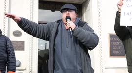 Rittenhouse verdict: Man rails against BLM on steps of Kenosha courthouse