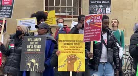 Sudanese protesters staged a demo against military coup outside BBC in London