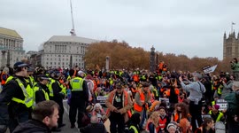 Hundreds of Insulate Britain protesters block Lambeth Bridge