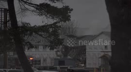 Aftermath of explosion at CFB Comox air force base on Vancouver Island, Canada