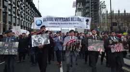 British veterans join the Worldwide freedom protest in London, UK