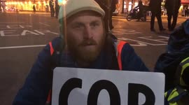 Watch moment Insulate Britain spokesman Liam Norton is dragged away by police after blocking road in London's Vauxhall