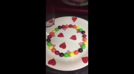 The skittles experiment, very beautiful result, cheap ideas for kids