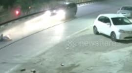 CCTV footage captures shocking moment speeding car hit motorcyclists in India