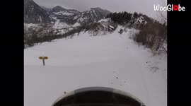 'Skier slips while hopping over a barrier and face plants into snow'