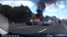 Car blazes on side of M3 motorway