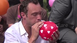 Laughing gas inhalation protest in London, UK