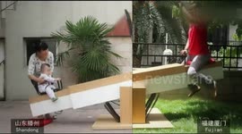 Chinese Father builds the 'world's longest seesaw' to play with son