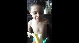 3 year old loves his banana