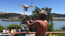 Cocktails delivered by drone to Californians lounging in pool