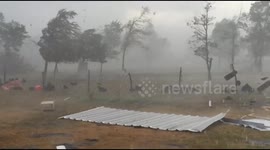 High winds and hail hit Bedias, Texas