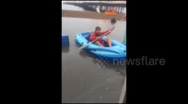 Man takes boat out onto Brighton floods