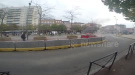 burning car in Jean Jaures alley Toulouse France