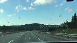 Driving through bug storm in Quebec, Canada's Saguenay region