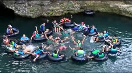 cave tubing activity in pindul cave, Yogyakarta Indonesia