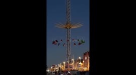 Terrified thrill-seekers left stuck in air after Europe's tallest mobile ride brakes down