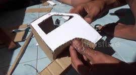 Creative kids turn used cardboard to functional mini truck toys