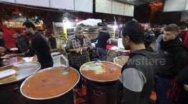 Masoud Al-Qatati, a Palestinian man sells sweets low prices and sometimes free for customers due to the difficult economic conditions of the residents of the Gaza Strip.