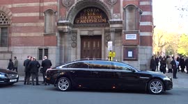 Officials cars parked outside Westminster Cathedral are about to leave after the funerall mass for Sir David Amess MP