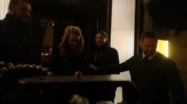 Alan Carr and Amanda Holden leave Kelly Hoppen's party in Mayfair