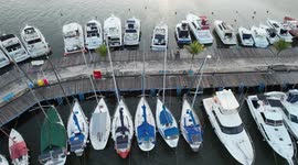 Beautiful boats moored in the marina of Vitoria creating a spectacular image of tranquility and peace