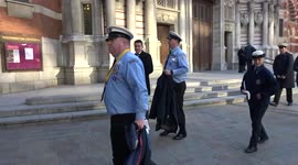 Military personnel leave Westminster Cathedral at the end of the funeral mass for Sir David Amess MP