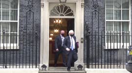 Under fire UK PM Boris Johnson leaves 10 Downing Street ahead of PMQs