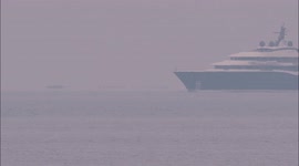 Superyacht 'Here comes the sun' arrives on the Thames off Kent, UK