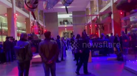 Extinction Rebellion activists call on the trustees of the Science Museum to scrap fossil fuel investment at the Science Museum lates, London, England, UK