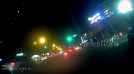 ACCIDENT / FAIL: Reckless car driver skips red light causing moped rider to crash (Dashcam Video)