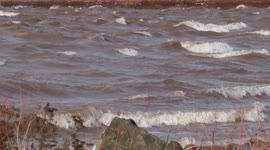 Gales send large waves crashing onto shore of Lake Superior