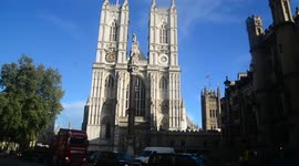 B roll Westminster abbey  and london traffic muted sound late October tourism in london is light