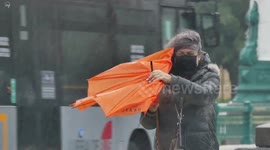 Strong winds and rain lash San Sebastian in northern Spain