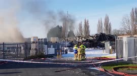 Aftermath of huge explosions and fire at plastics factory in Hessle, UK