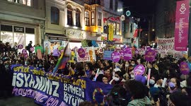 Protesters rally in Istanbul for International Day For The Elimination Of Violence Against Women