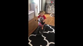 'Toddler gets a bit too excited while riding a rocker bike *EPIC FAIL*'