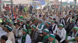 Farmers at Ghazipur Protest site on the completion of one year of their protest against farm Law.