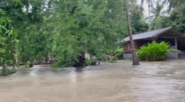 Flash floods hit Thai island after heavy rain storm