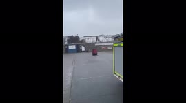 Watch as Fraserburgh Heritage Centre in Scotland has its roof blown off due to Storm Arwen
