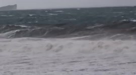 Watch as Storm Arwen whips up stormy seas on the Ballycastle coast in Northern Ireland