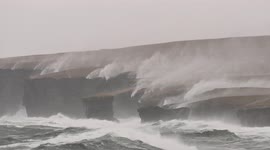 Stunning footage as Storm Arwen hits northern Scotland sending huge plumes of spray high over the cliffs